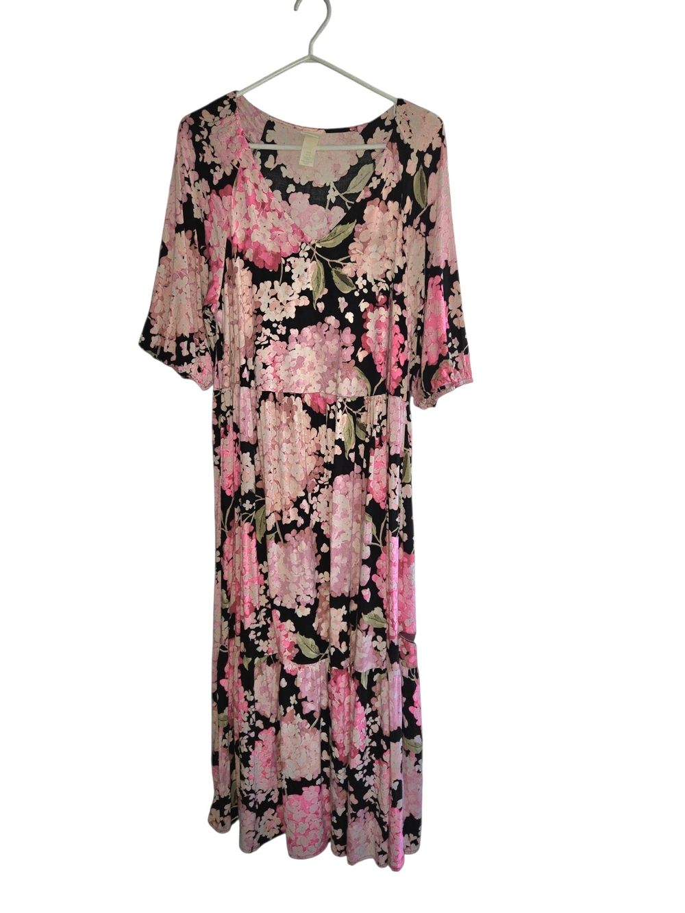 H&M Pink and Black Floral Maxi Dress
